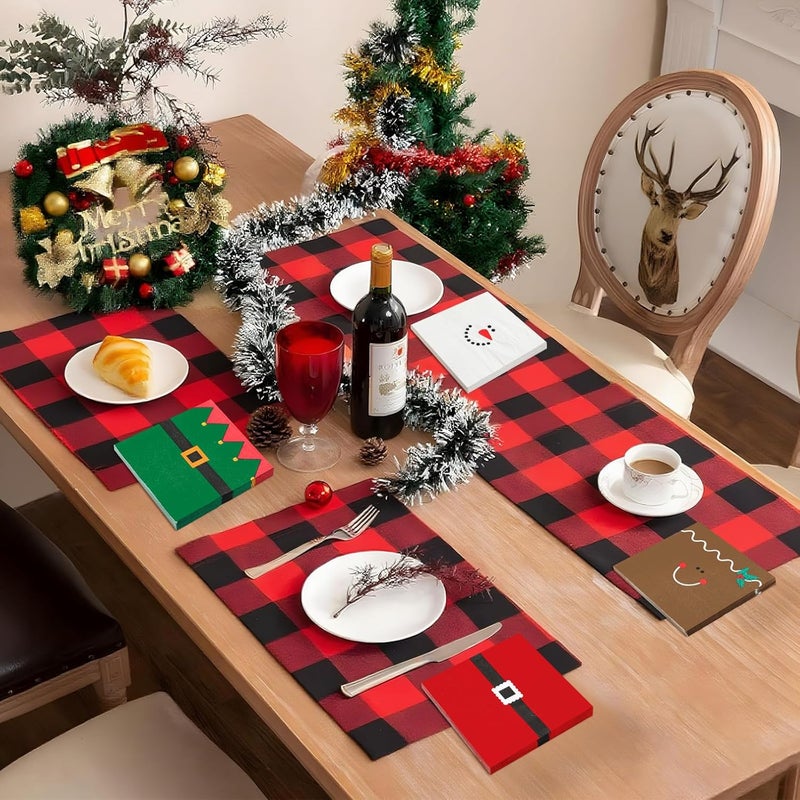 Funtery 120 Pcs Christmas Cocktail Paper Napkins Disposable Snowman Santa Belt Gingerbread Elf 2 Ply Paper Napkins Decor Disposable Christmas Cocktail Guest Hand Towel Xmas for Dinner Table Supplies - Image 5